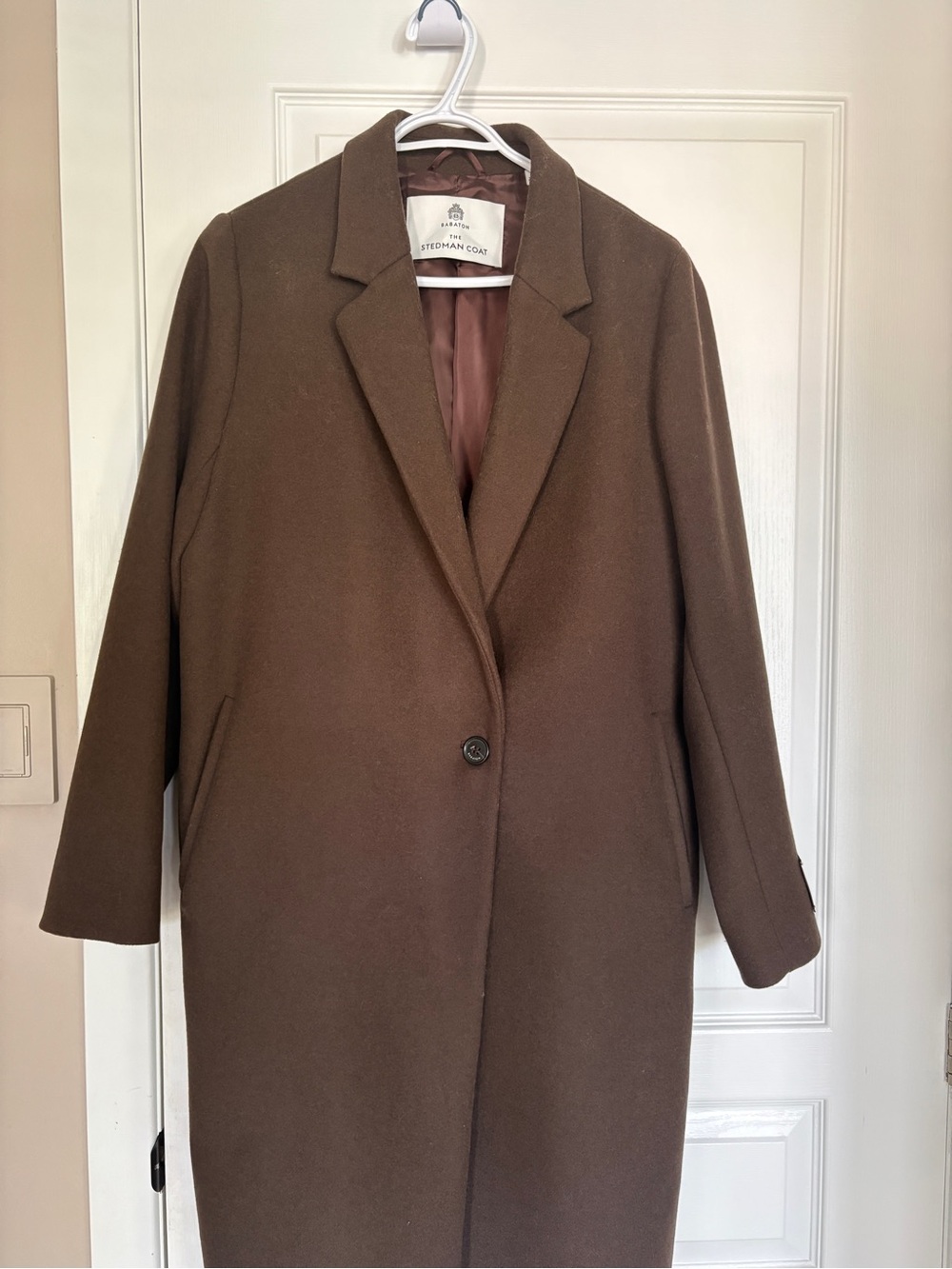 Babaton Brown Single-Button Wool Trench Coat